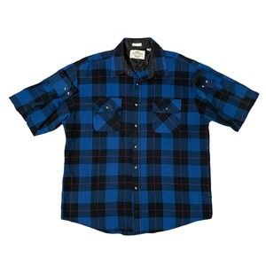 Vintage Northwest Territory Blue Red Black Flannel Button Down Shirt 2XL